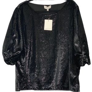 Gibson Latimer Black Sparkly Blouse; L